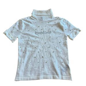 Bebe y2k Sz L ivory Rhinestone sweater top